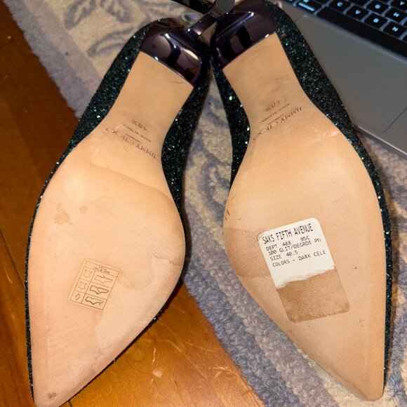 Jimmy Choo Peacock/Navy Romy 100 Glitter Ombré Heels - Picture 11 of 11